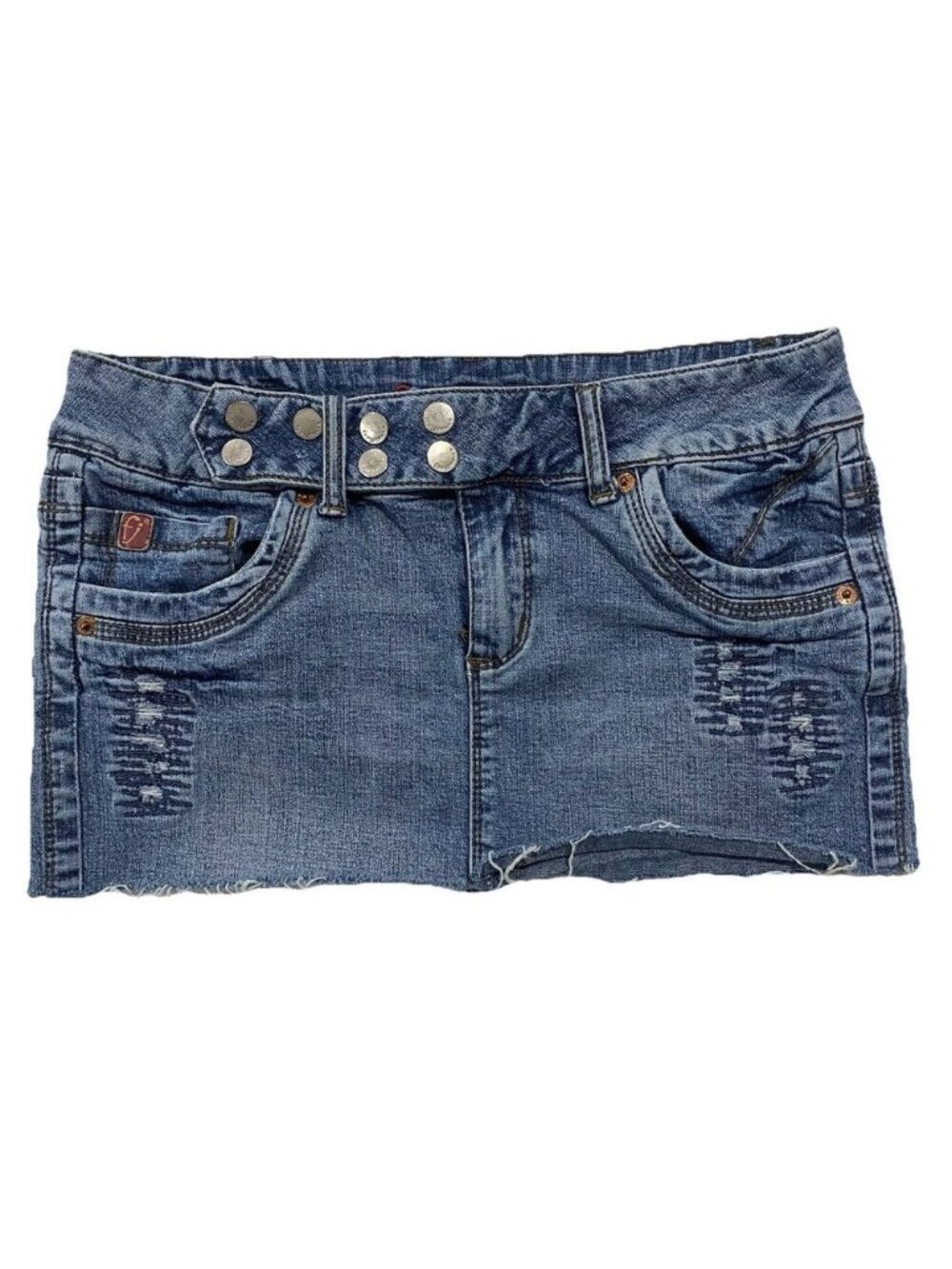 VTG FOXY JEANS Micro Mini Skirt 9 Peak Y2K McBling Distressed Bratz Doll Style